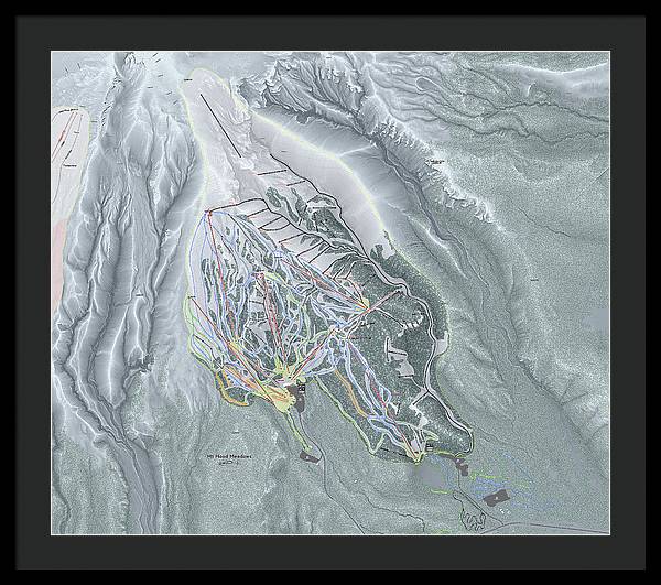 Mt Hood Meadows Ski Trail Map - Framed Print - Powderaddicts