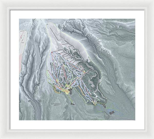 Mt Hood Meadows Ski Trail Map - Framed Print - Powderaddicts