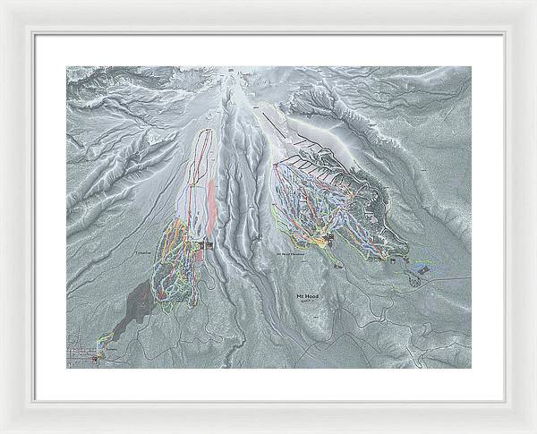 Mt Hood Ski Trail Map - Framed Print - Powderaddicts