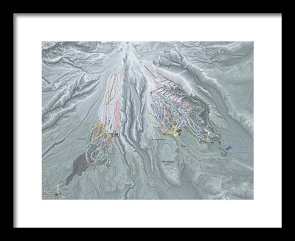 Mt Hood Ski Trail Map - Framed Print - Powderaddicts