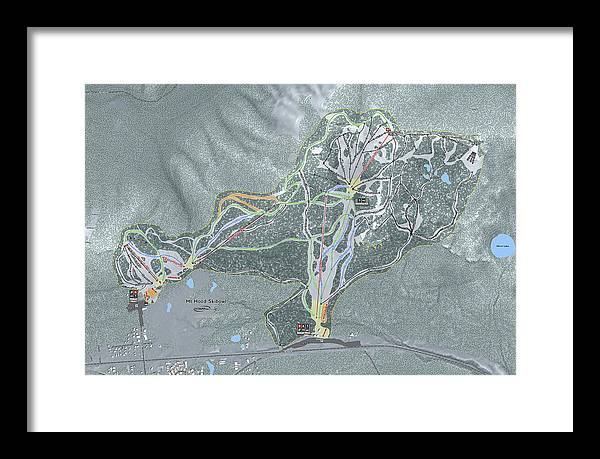 Mt Hood Skibowl Ski Trail Map - Framed Print - Powderaddicts