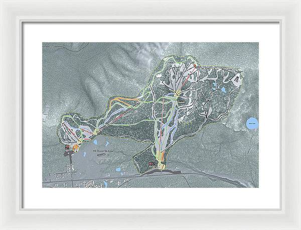 Mt Hood Skibowl Ski Trail Map - Framed Print - Powderaddicts