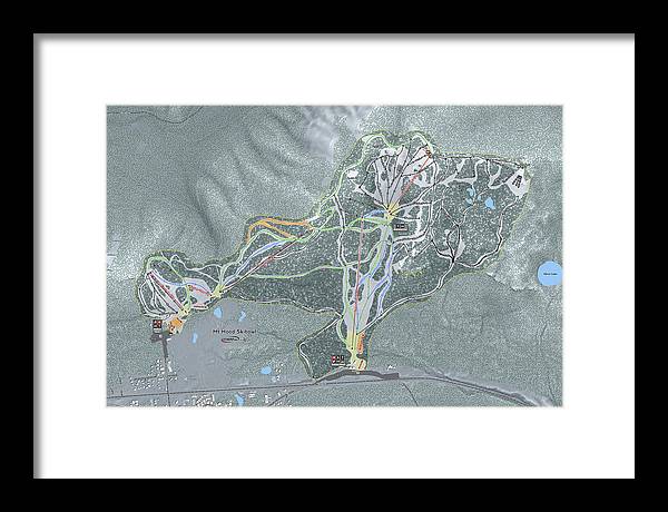 Mt Hood Skibowl Ski Trail Map - Framed Print - Powderaddicts