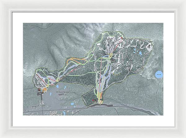 Mt Hood Skibowl Ski Trail Map - Framed Print - Powderaddicts