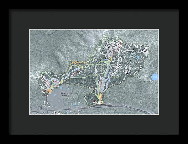 Mt Hood Skibowl Ski Trail Map - Framed Print - Powderaddicts