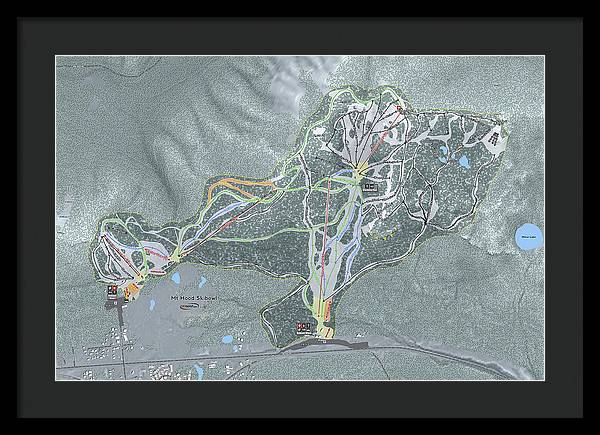 Mt Hood Skibowl Ski Trail Map - Framed Print - Powderaddicts