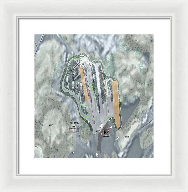 Mt Itasca Ski Trail Map - Framed Print - Powderaddicts