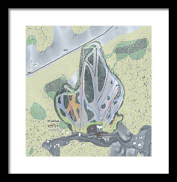 Mt LaCrosse Ski Trail Map - Framed Print - Powderaddicts
