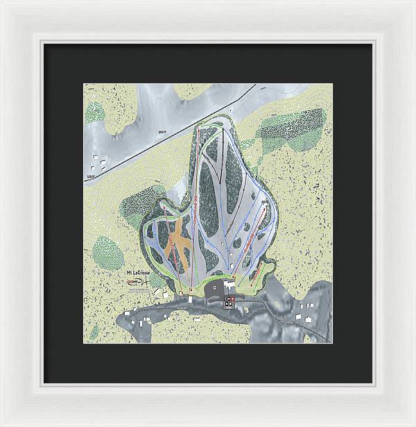 Mt LaCrosse Ski Trail Map - Framed Print - Powderaddicts