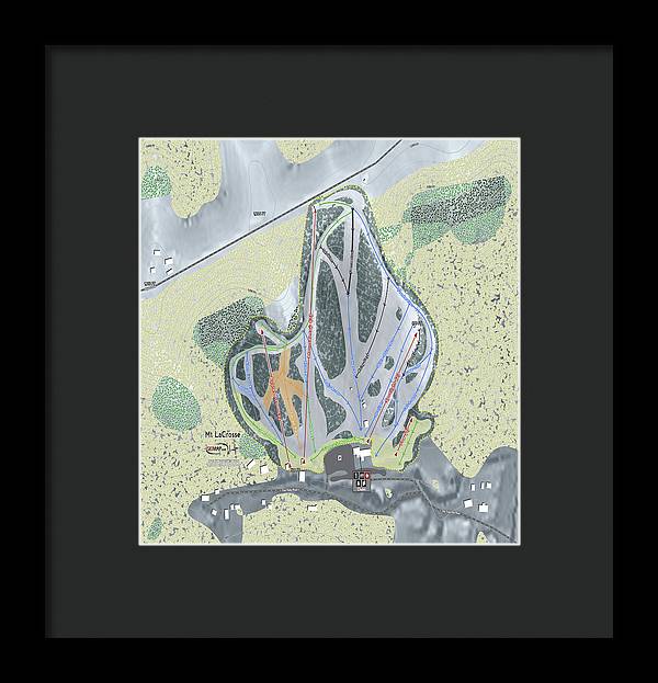 Mt LaCrosse Ski Trail Map - Framed Print - Powderaddicts