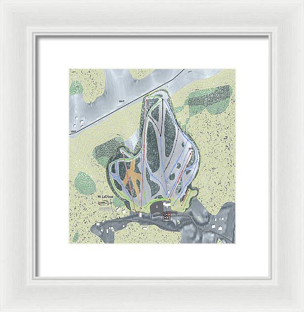 Mt LaCrosse Ski Trail Map - Framed Print - Powderaddicts