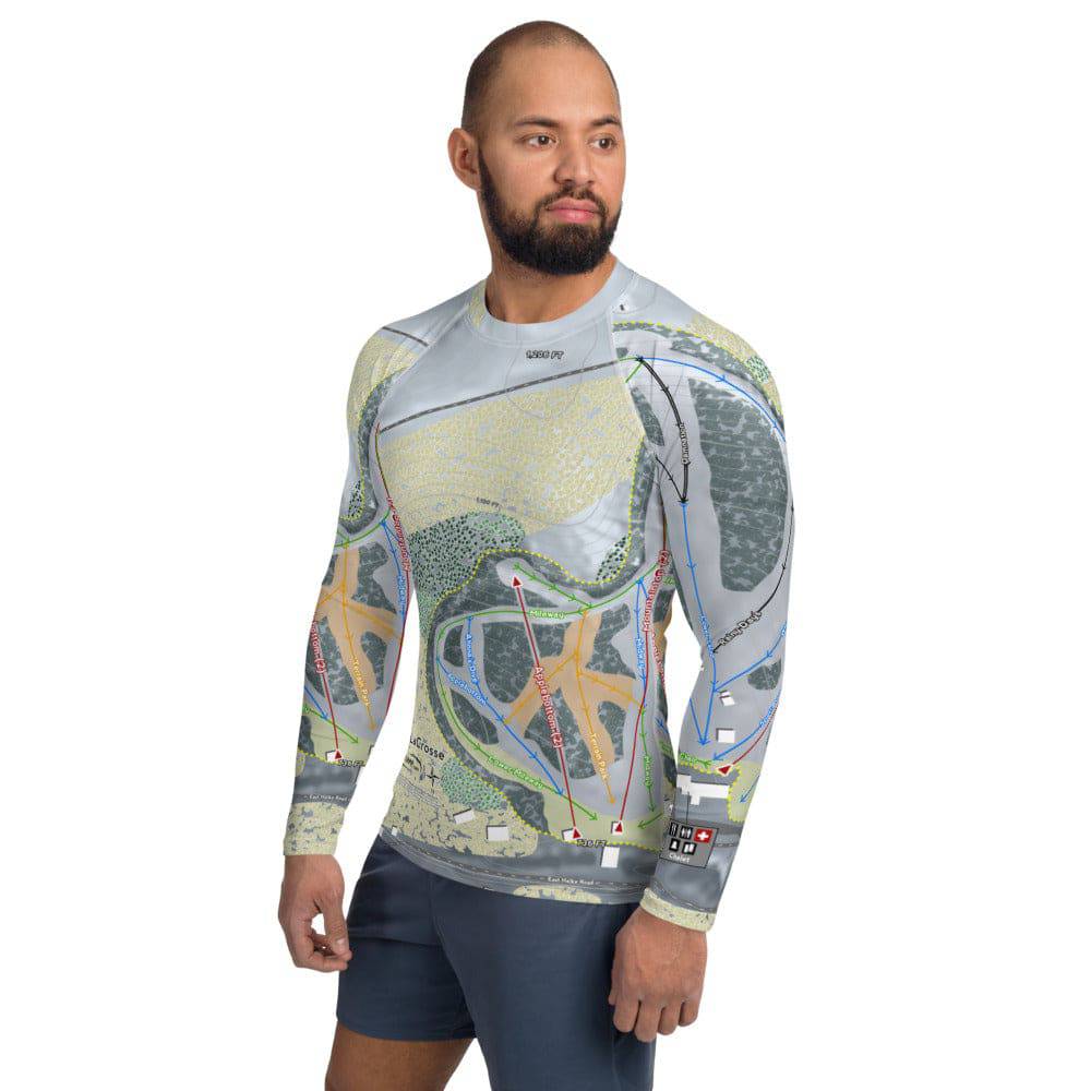 Mt LaCrosse, Wisconsin Ski Trail Map Men's Base Layer Top - Powderaddicts