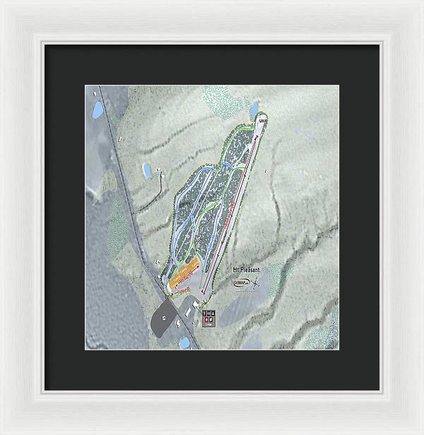 Mt Pleasant Ski Trail Map - Framed Print - Powderaddicts
