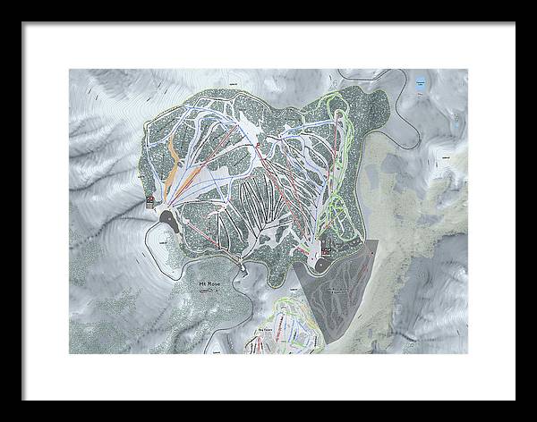 Mt Rose Ski Trail Map - Framed Print - Powderaddicts
