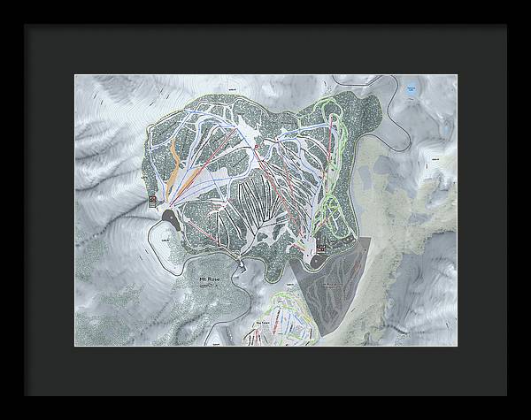 Mt Rose Ski Trail Map - Framed Print - Powderaddicts