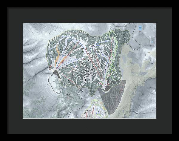 Mt Rose Ski Trail Map - Framed Print - Powderaddicts