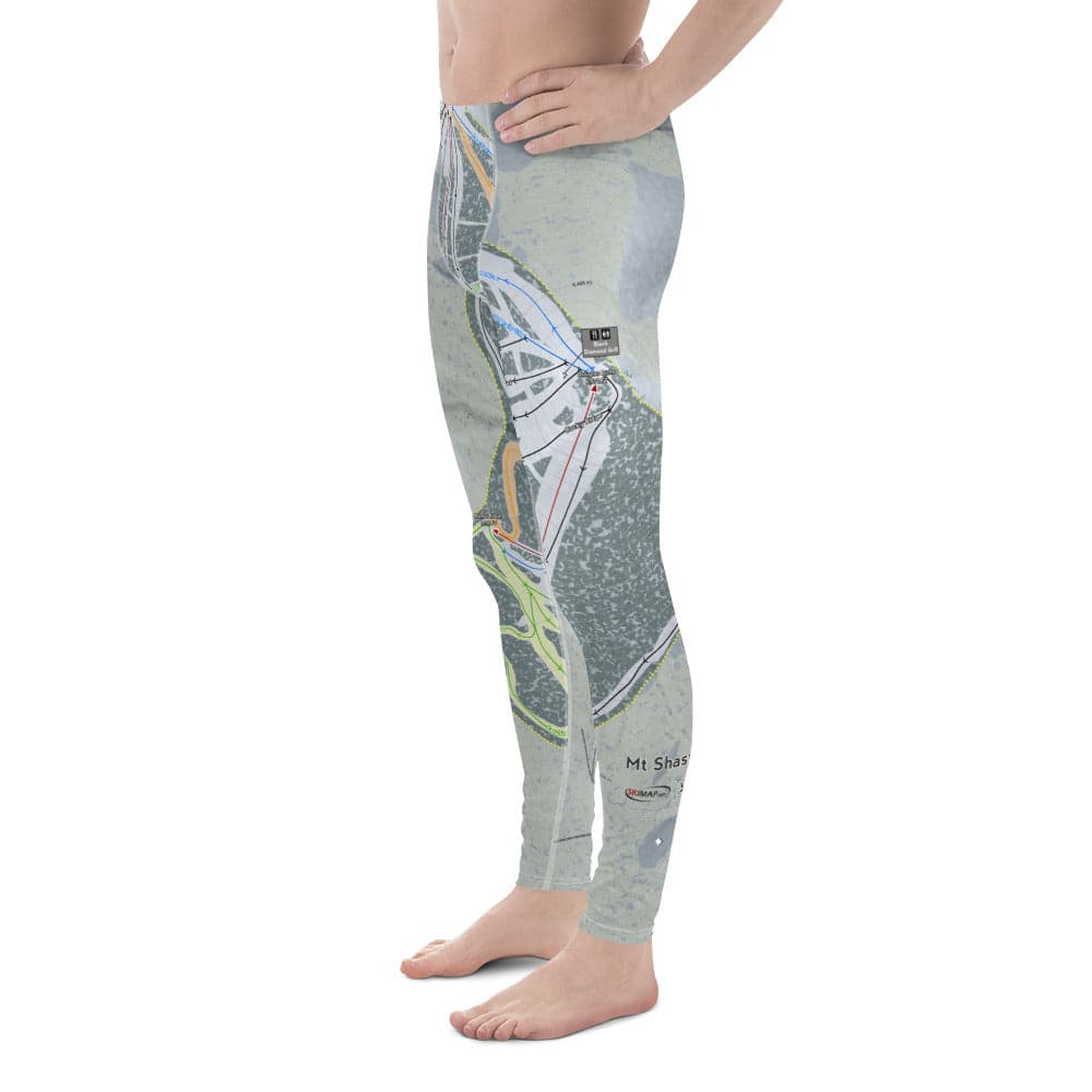 Mt Shasta, California Ski Trail Map Men's Base Layer Bottom - Powderaddicts