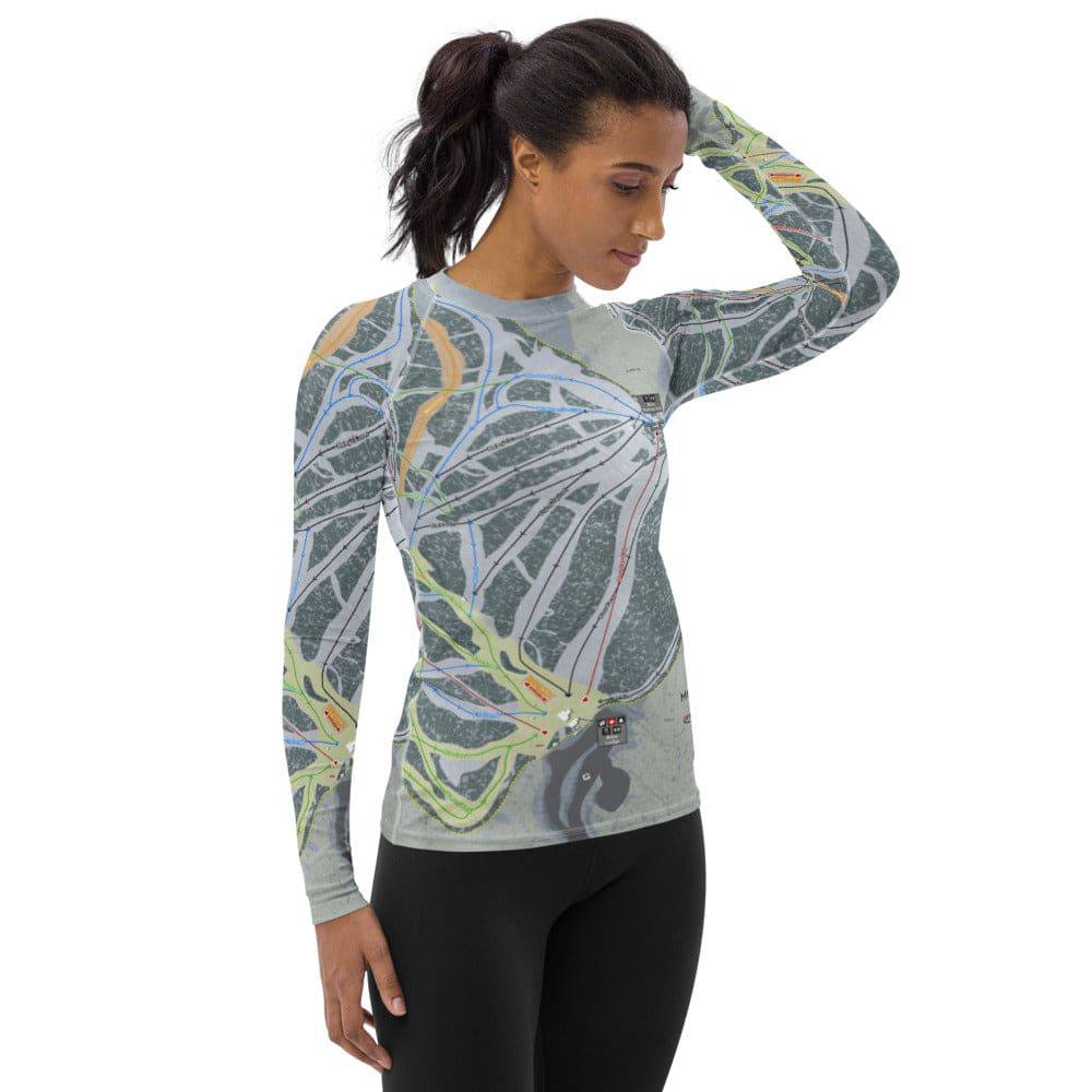 Mt Shasta, California Ski Trail Map Women's Base Layer Top - Powderaddicts
