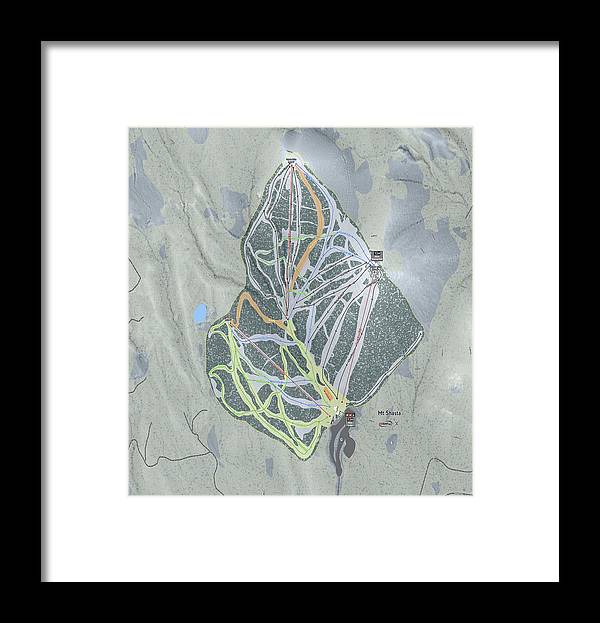 Mt Shasta Ski Trail Map - Framed Print - Powderaddicts