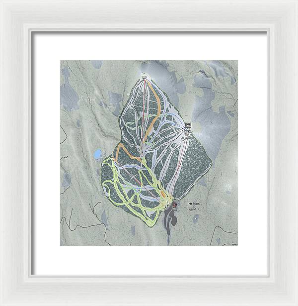 Mt Shasta Ski Trail Map - Framed Print - Powderaddicts