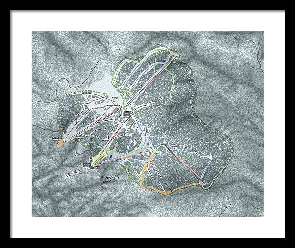 Mt Spokane Ski Trail Map - Framed Print - Powderaddicts