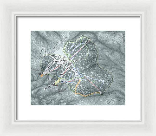 Mt Spokane Ski Trail Map - Framed Print - Powderaddicts
