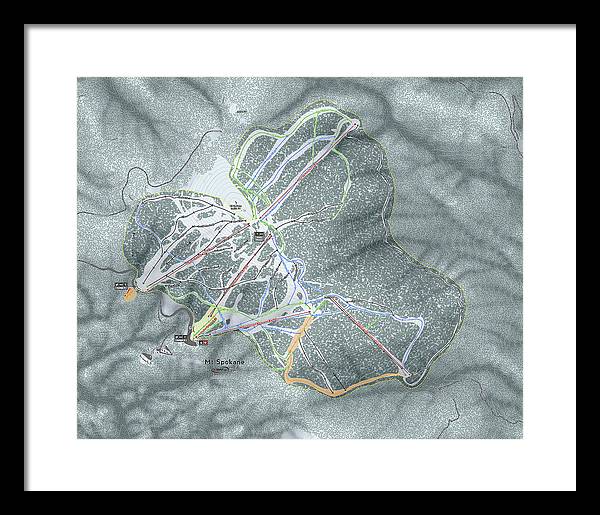 Mt Spokane Ski Trail Map - Framed Print - Powderaddicts