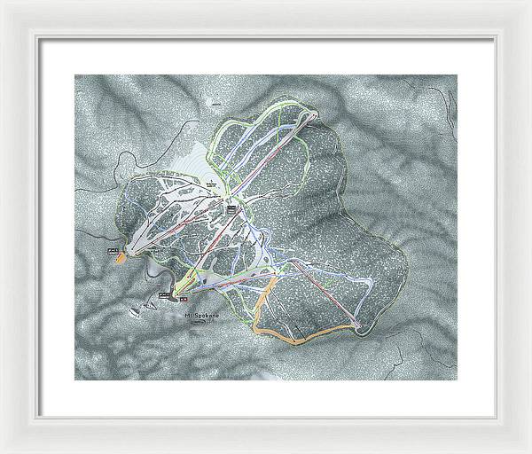 Mt Spokane Ski Trail Map - Framed Print - Powderaddicts