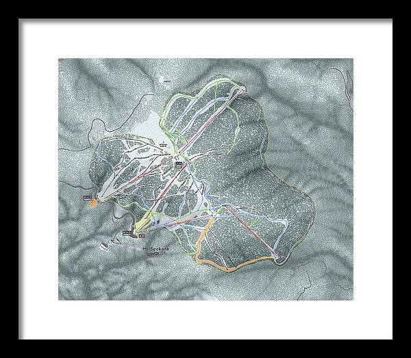 Mt Spokane Ski Trail Map - Framed Print - Powderaddicts