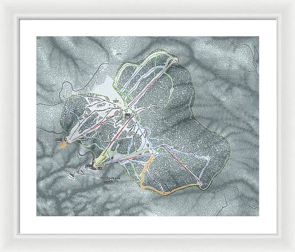Mt Spokane Ski Trail Map - Framed Print - Powderaddicts