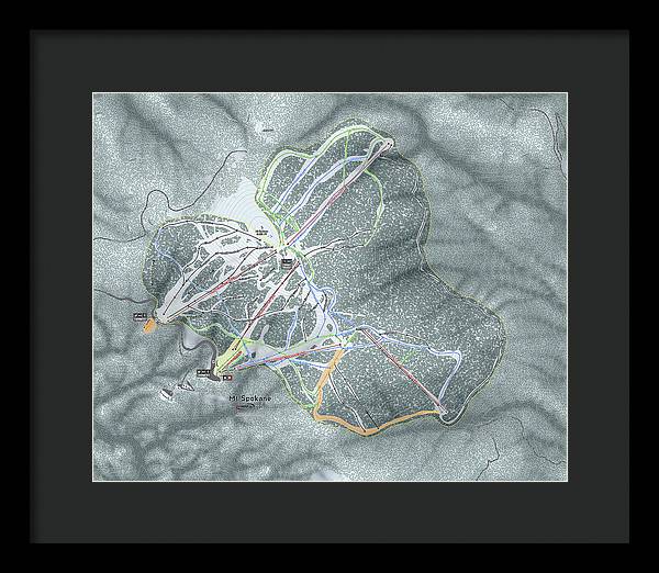 Mt Spokane Ski Trail Map - Framed Print - Powderaddicts