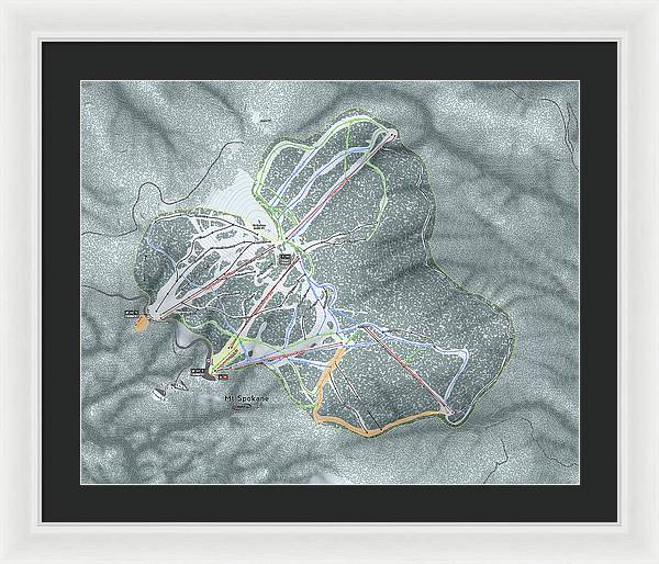 Mt Spokane Ski Trail Map - Framed Print - Powderaddicts