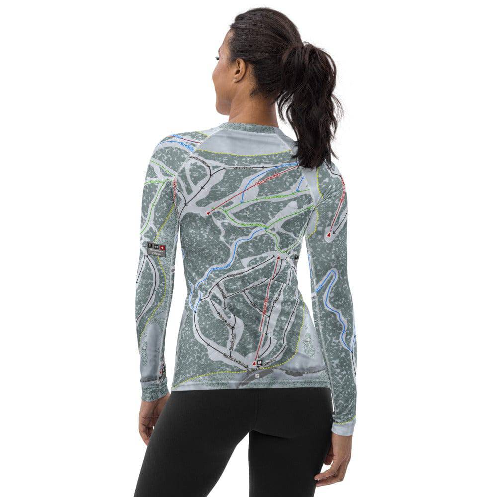 Mt Waterman, California Ski Trail Map Women's Base Layer Top - Powderaddicts
