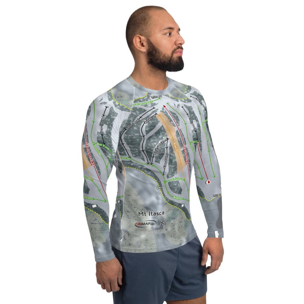 MtItasca, Minnesota Ski Trail Map Men's Base Layer Top - Powderaddicts