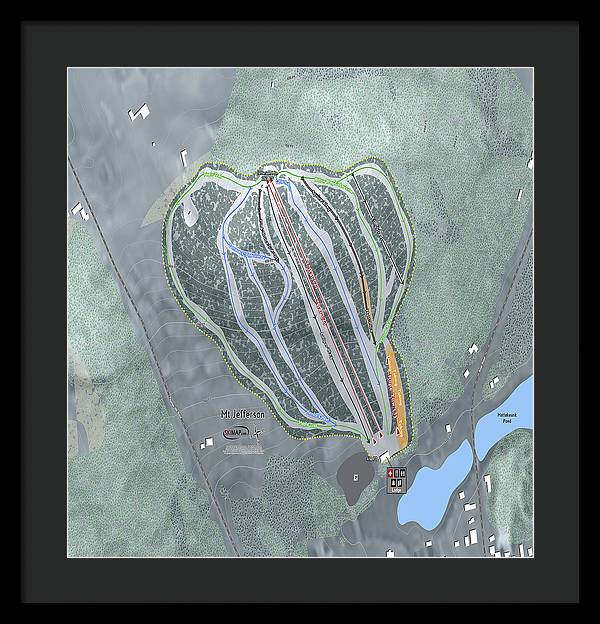 Mt Jefferson Ski Trail Map - Framed Print - Powderaddicts