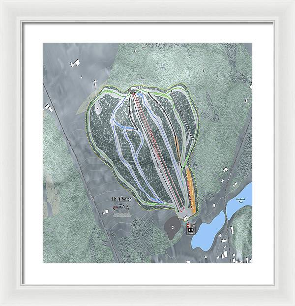 Mt Jefferson Ski Trail Map - Framed Print - Powderaddicts
