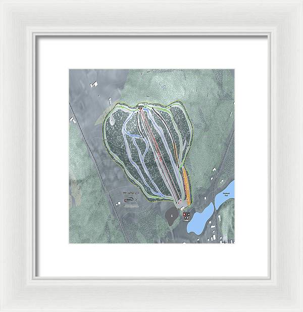 Mt Jefferson Ski Trail Map - Framed Print - Powderaddicts