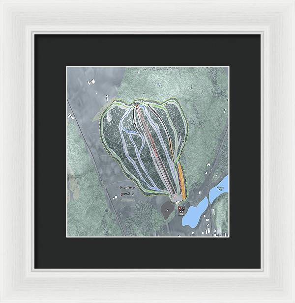 Mt Jefferson Ski Trail Map - Framed Print - Powderaddicts