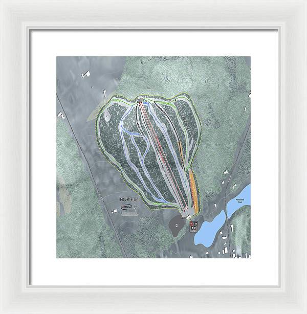 Mt Jefferson Ski Trail Map - Framed Print - Powderaddicts