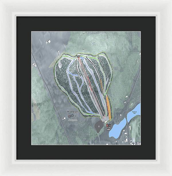 Mt Jefferson Ski Trail Map - Framed Print - Powderaddicts