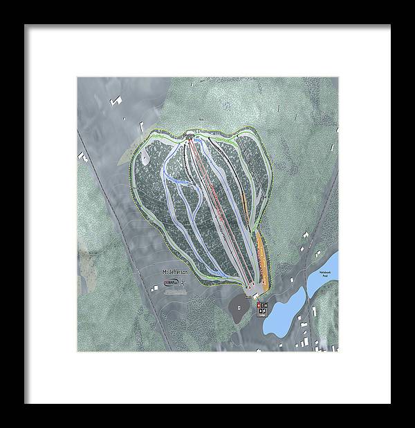 Mt Jefferson Ski Trail Map - Framed Print - Powderaddicts