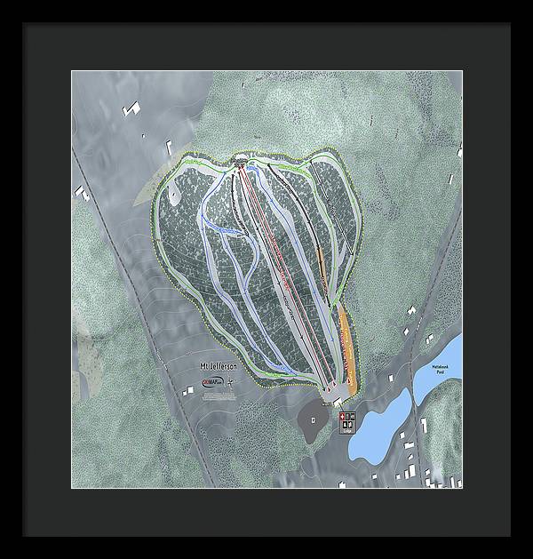 Mt Jefferson Ski Trail Map - Framed Print - Powderaddicts