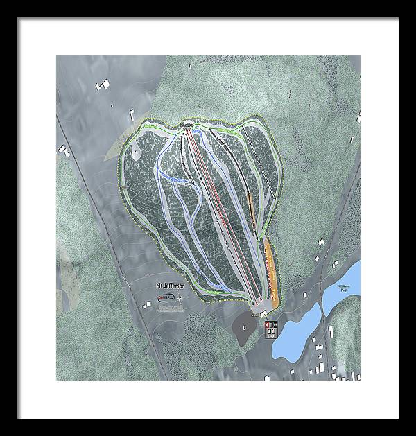 Mt Jefferson Ski Trail Map - Framed Print - Powderaddicts