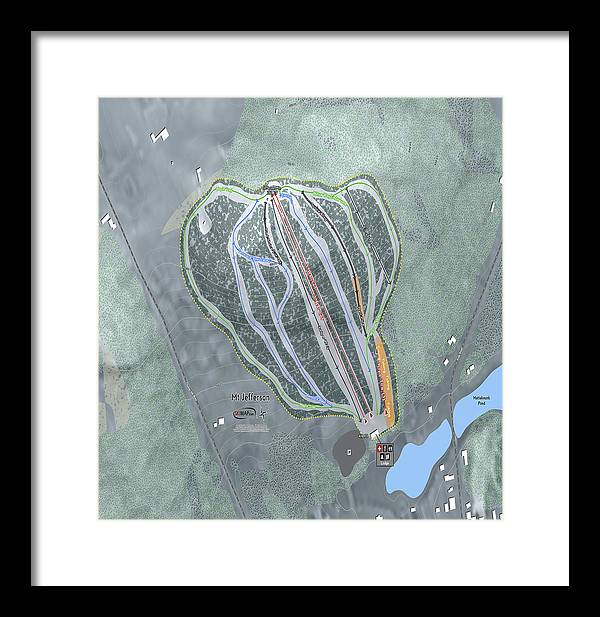 Mt Jefferson Ski Trail Map - Framed Print - Powderaddicts