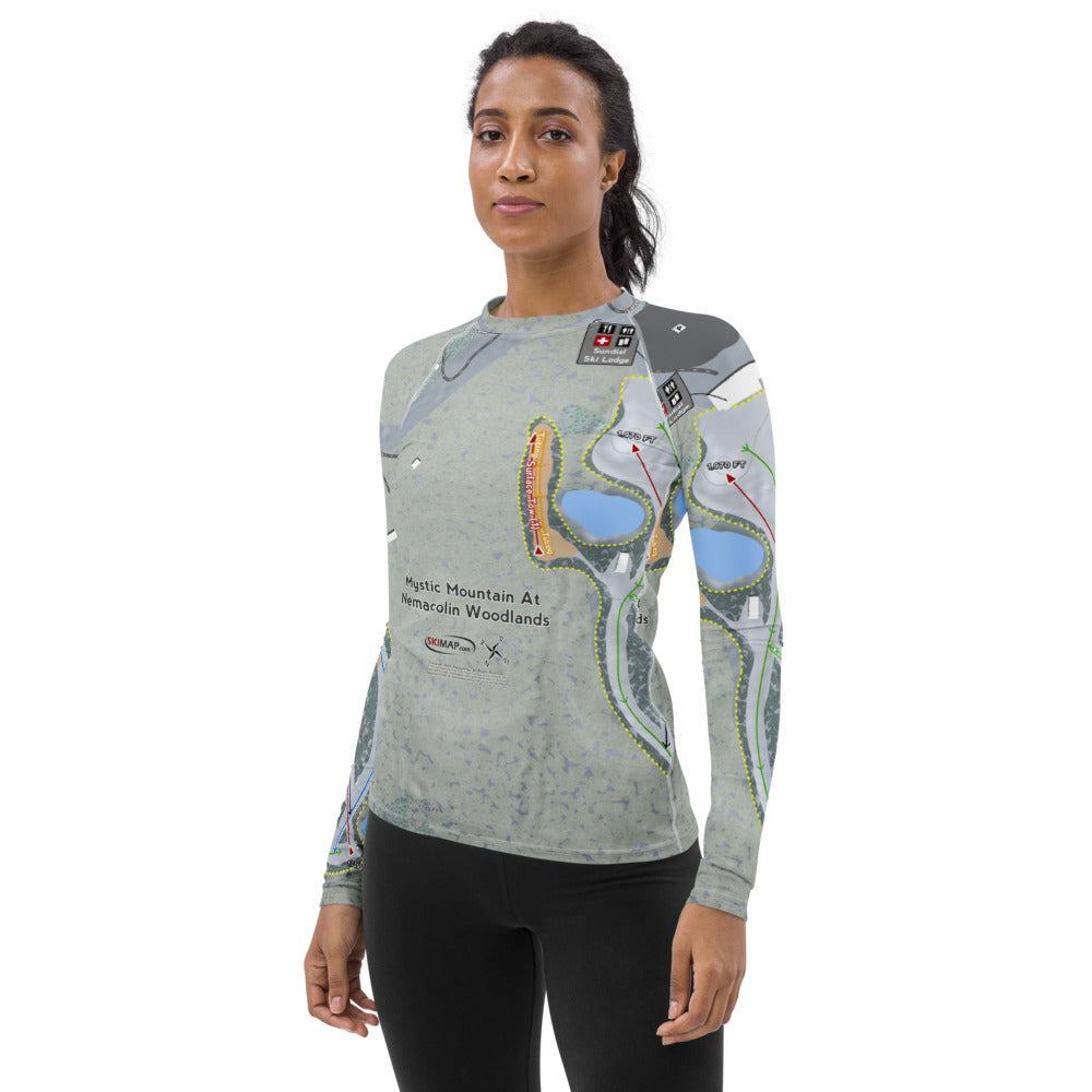 Mystic Mountain Nemacolin, Pennsylvania Ski Trail Map Women's Base Layer Top - Powderaddicts