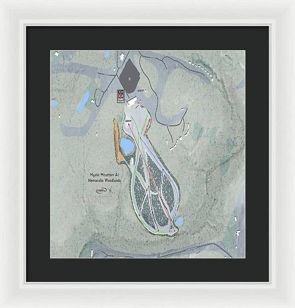 Mystic Mountain Nemacolin Ski Trail Map - Framed Print - Powderaddicts