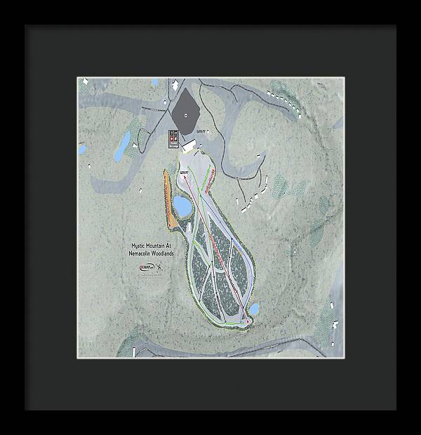 Mystic Mountain Nemacolin Ski Trail Map - Framed Print - Powderaddicts