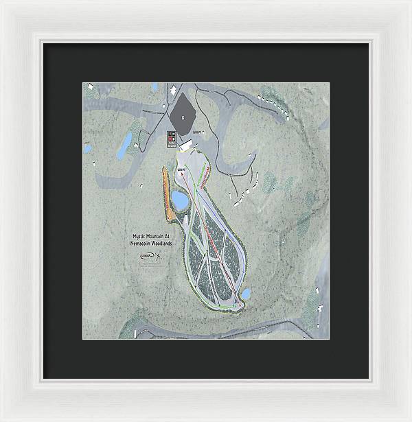 Mystic Mountain Nemacolin Ski Trail Map - Framed Print - Powderaddicts
