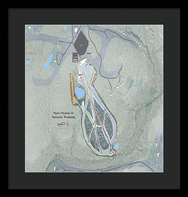 Mystic Mountain Nemacolin Ski Trail Map - Framed Print - Powderaddicts