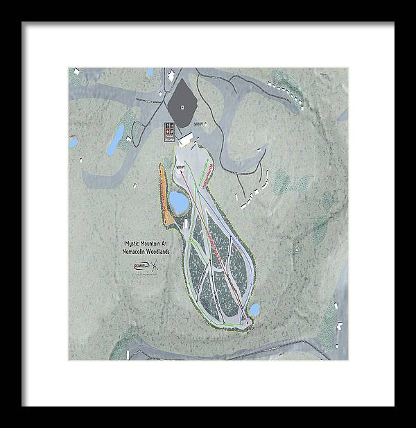 Mystic Mountain Nemacolin Ski Trail Map - Framed Print - Powderaddicts